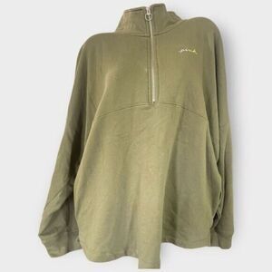 Victoria's Secret PINK XL Varsity 1/2 Zip Pullover Green Ombré Gradient Logo